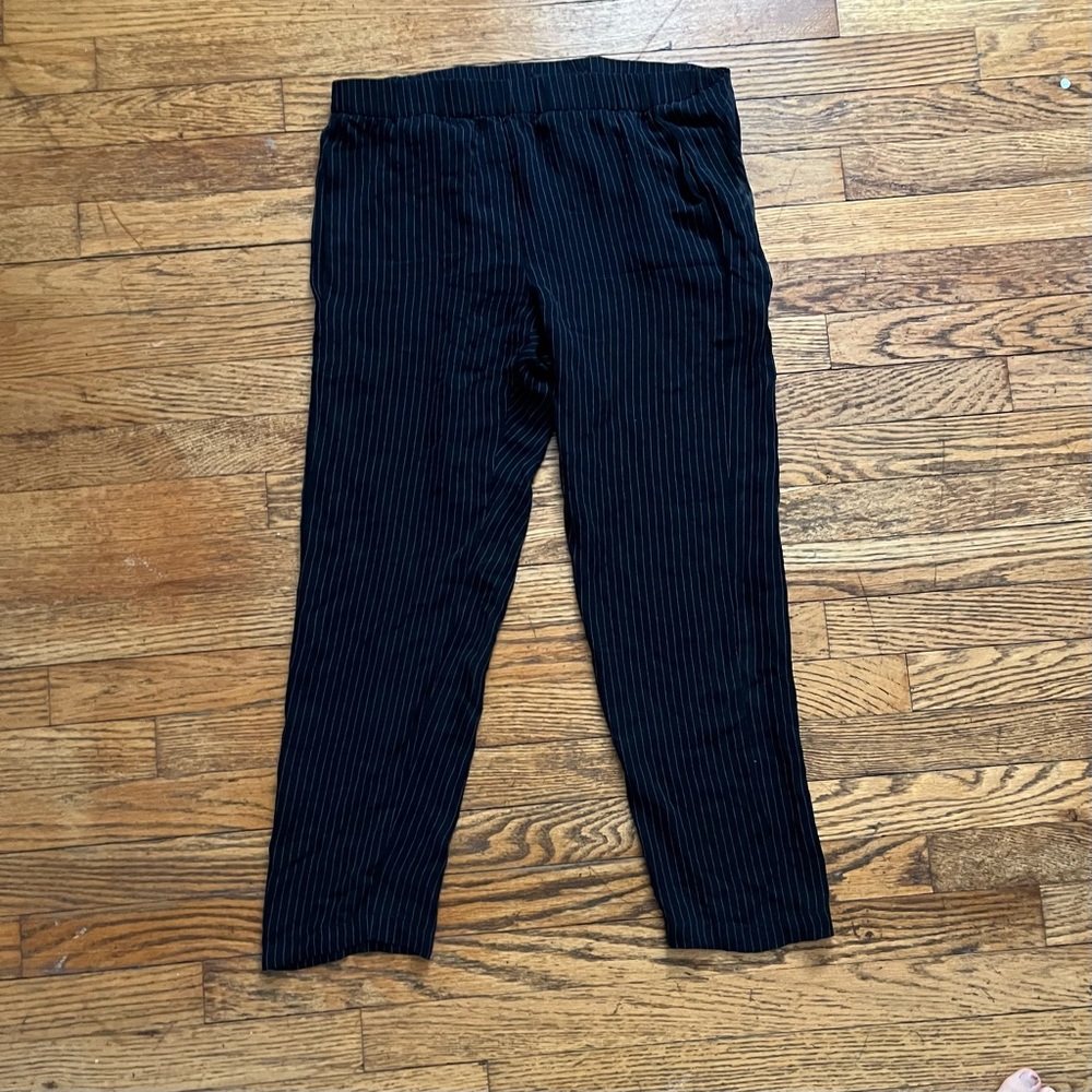 Theory Black Pinstripe Cropped Pants
